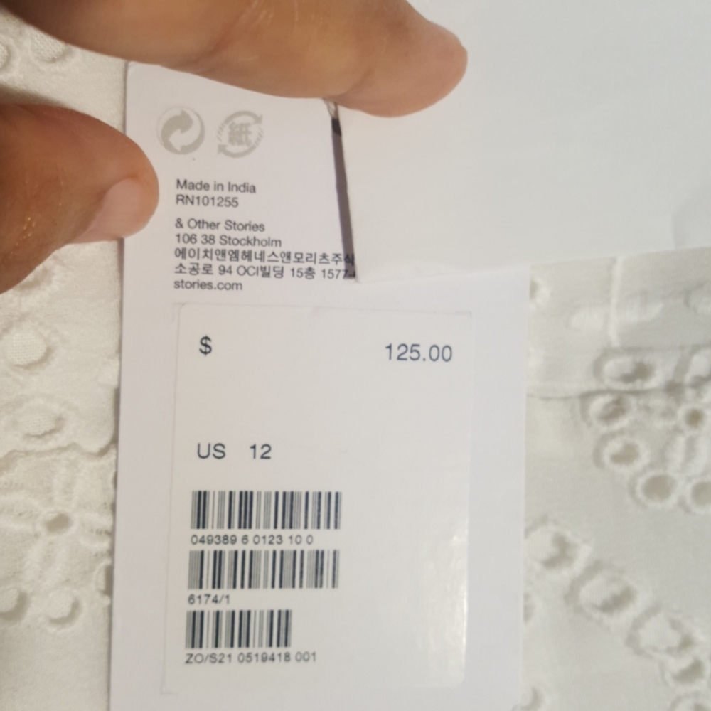 NWT & Other stories white Eyelet dress sz 12 - Picture 4 of 6